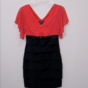 Black/orange cocktail dress
